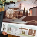 Burmistrz Arseniusz Finster prezentuje wizualizację nowego centrum kultury fot. Daniel Frymark