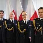 Brygadier Arkadiusz Kroll (pierwszy z lewej) w Toruniu. fot. KW PSP Toruń