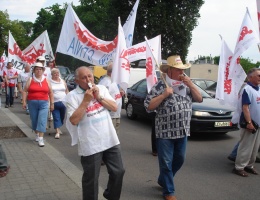 Protest związkowców w Człuchowie 