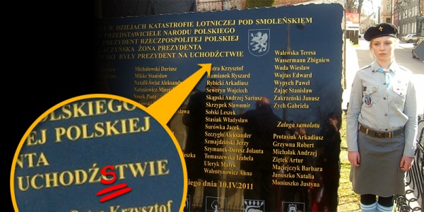 WSTYD! Błąd ortograficzny na tablicy smoleńskiej!
