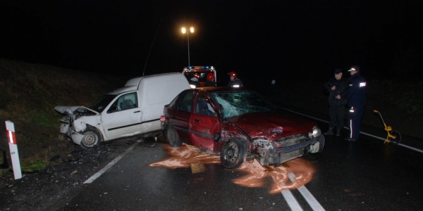 Ford wpadł w poślizg na łuku drogi (FOTO)