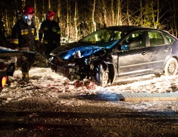Ford wpadł do lasu (FOTO)