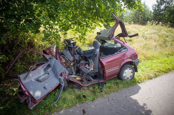 Czołowe uderzenie w drzewo. Kierowca zmarł na miejscu