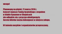 Koncert w Cynamonie odwołany