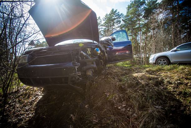 Zderzenie audi i vw na trasie Chojnice - Brusy (FOTO)