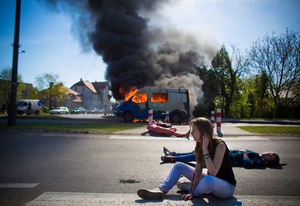 Strażacy zablokowali centrum miasta (FOTO)