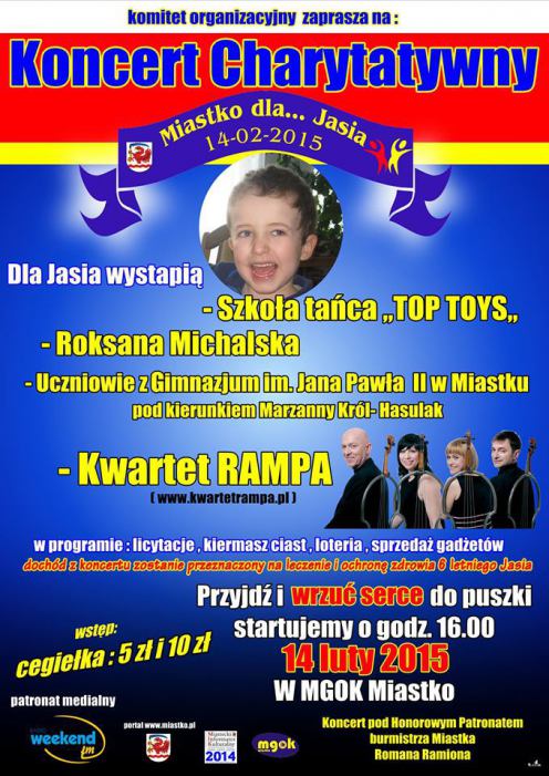 Możesz pomóc choremu Jasiowi. Przyjdź na koncert!