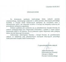 Oświadczenie klubu radnych w sprawie protestu w szkole
