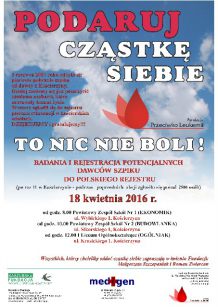 "Podaruj cząstkę siebie". W poniedziałek rusza akcja rejestracji dawców szpiku
