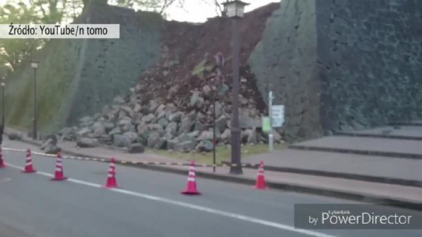 Zniszczenia po trzęsieniu ziemi w japońskim Kumamoto
