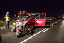 Zderzenie samochodu z quadem. Jeden z kierowców po alkoholu, drugi bez uprawnień (FOTO)