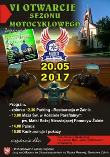 W sobotę (20.05) w Żalnie rozpoczęcie sezonu motocyklowego