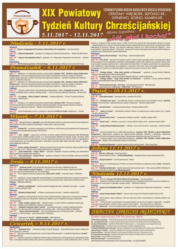 W powiecie sępoleńskim rusza dziś (5.11) Tydzień Kultury Chrześcijańskiej