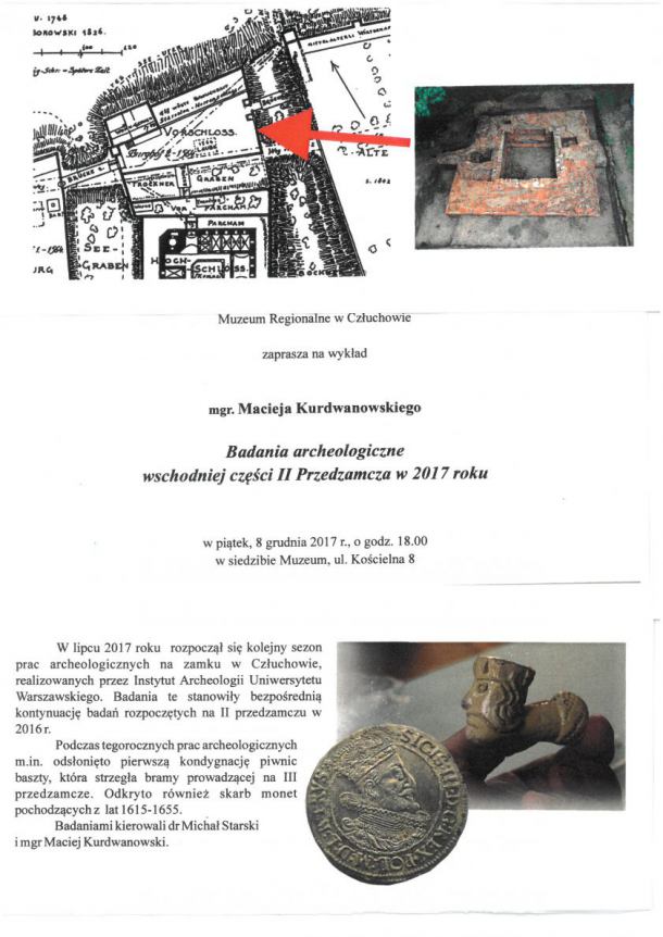 Prelekcja archeologa na temat badań na zamku w Człuchowie