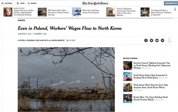 "New York Times": Firma z Człuchowa zatrudnia pracowników z Korei Północnej