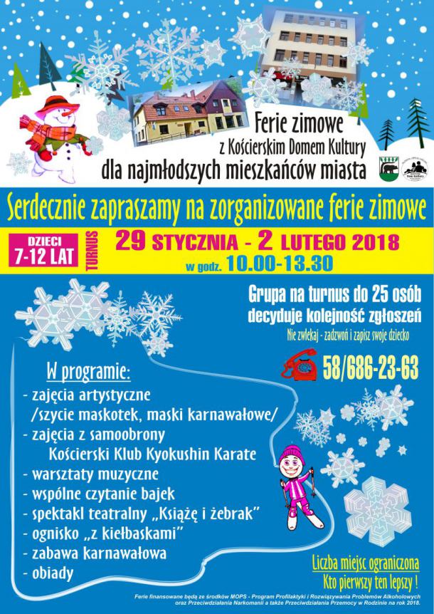 Propozycje na ferie zimowe w Kościerzynie