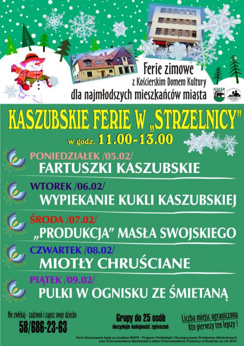 Propozycje na ferie zimowe w Kościerzynie