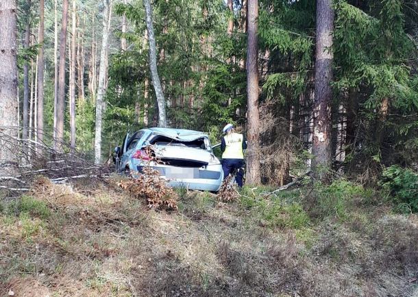 Powiat bytowski: samochód osobowy uderzył w drzewo