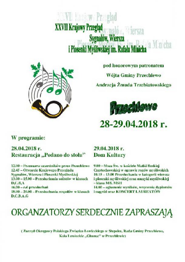 W Przechlewie rusza dwudniowy Przegląd Sygnałów, Wiersza i Piosenki Myśliwskiej