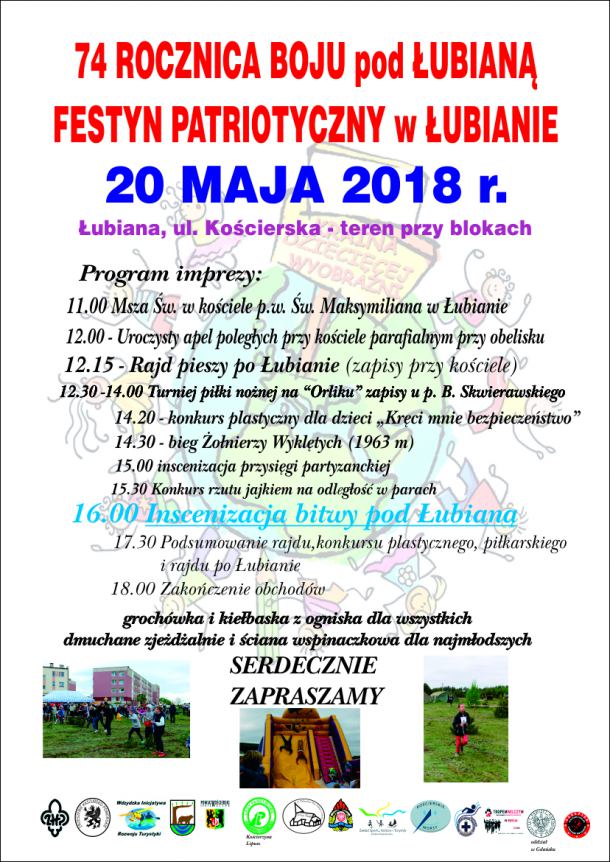 Festyn patriotyczny  w Łubianie. Będzie rajd pieszy i inscenizacja bitwy