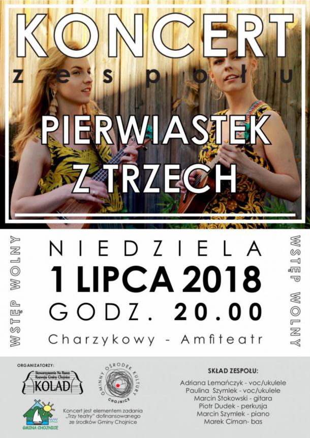 Lokalny zespół "Pierwiastek z Trzech" zagra dzisiaj (1.07) w amfiteatrze letnim w Charzykowach