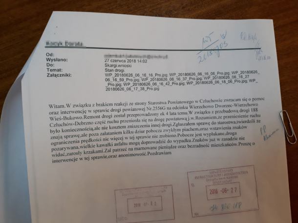 Skarga na Zarząd Powiatu Człuchowskiego nierozpoznana