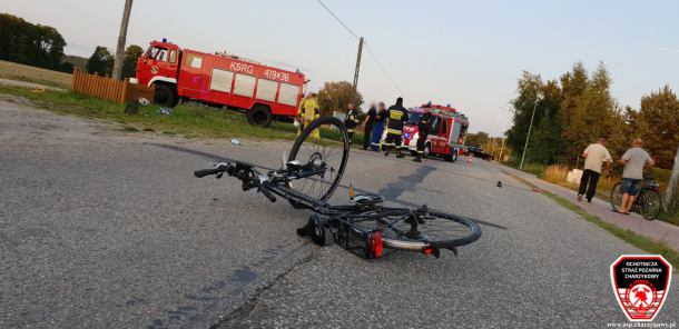 Motocyklista zderzył się z rowerzystką w Małych Swornegaciach, w gminie Chojnice