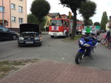Zderzenie motocykla i osobówki w Człuchowie
