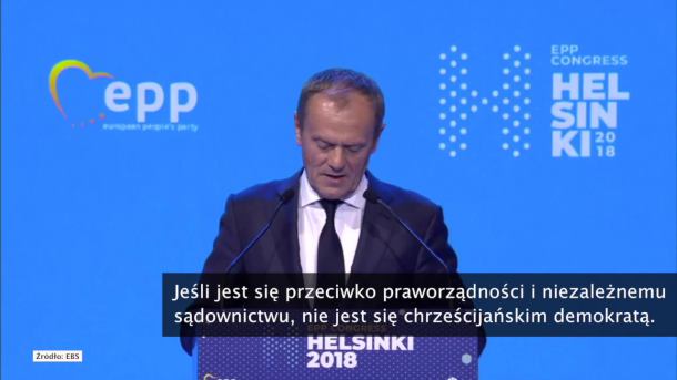 D. Tusk: Jeśli jest się przeciwko praworządności i niezależnemu sądownictwu, nie jest się chrześcijańskim demokratą