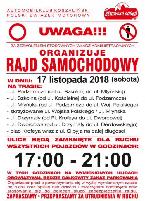 Po raz czwarty ulicami Bytowa i okolicy drogami ścigać się będą uczestnicy rajdu samochodowego "Bytowska Gonitwa"