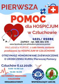 Naucz się ratować życie i pom&oacute;ż potrzebującym. W czwartek akcja "Pierwsza pomoc dla Hospicjum w Człuchowie"