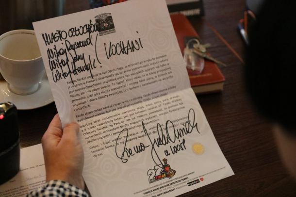 Prezes Wielkiej Orkiestry Świątecznej Pomocy w Człuchowie Jerzy Owsiak odpisał człuchowianom na list