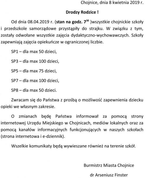 Strajk wszystkich szk&oacute;ł w Chojnicach. Tylko część dzieci może liczyć na opiekę w plac&oacute;wkach edukacyjnych