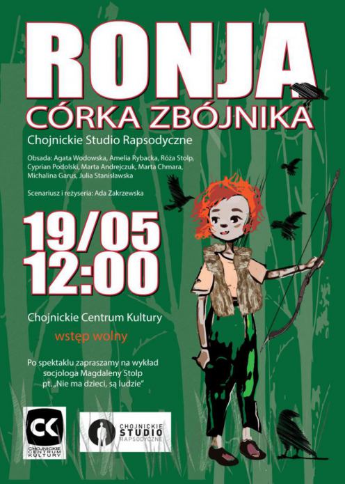 "Ronja, c&oacute;rka zb&oacute;jnika" w niedzielę (19.05) w Chojnickim Centrum Kultury 
