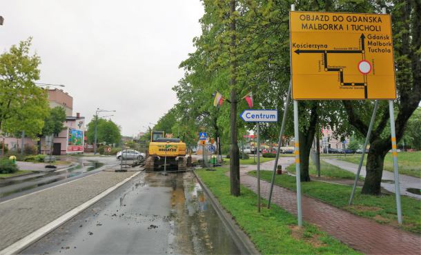 Poważny problem w trakcie prac na Rondzie Solidarności w Chojnicach