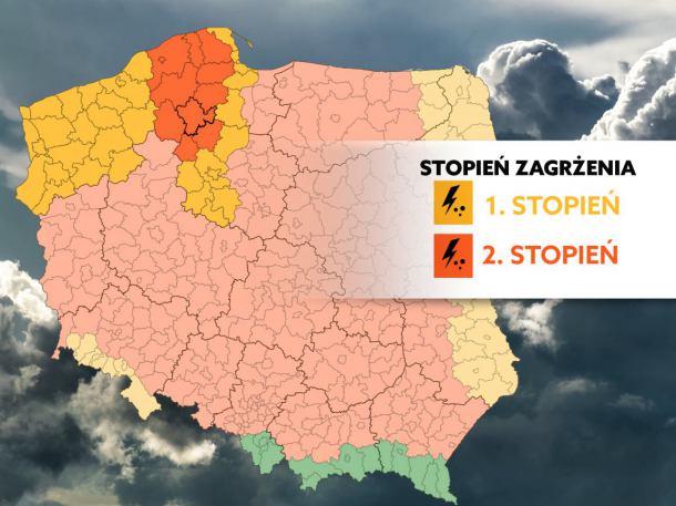 UWAGA! Burze z gradem i wiatr w porywach do 115 km/h. IMGW podwyższył alert pogodowy do pomarańczowego