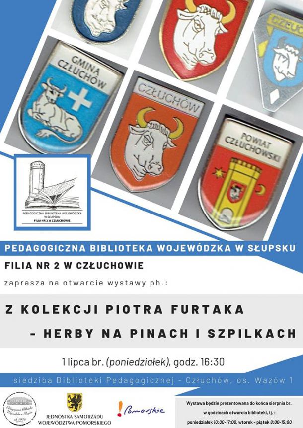 Od jutra w Bibliotece Pedagogicznej w Człuchowie wystawa "Herby na pinach i szpilkach"