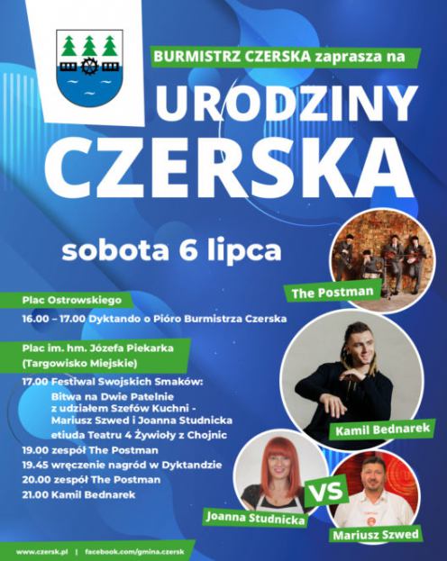 Bitwa na dwie patelnie, dużo muzyki i dyktando o pi&oacute;ro burmistrza. W sobotę (6.07) Urodziny Czerska