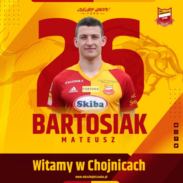 Z Korony Kielce do Chojnic. 19-letni Mateusz Bartosiak nowym zawodnikiem Chojniczanki