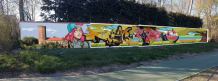 Graffiti o Człuchowie z wieżą zamkową w tle