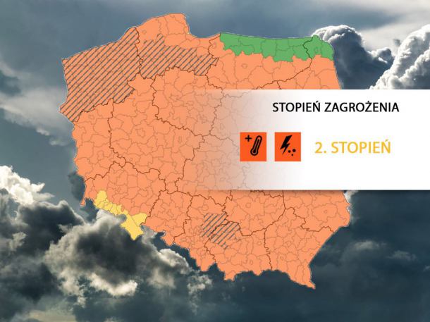 Wieczorem i w nocy mogą wystąpić zjawiska nawałnicowe i gwałtowne burze. IMGW ogłosiło alert 2. stopnia