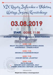 Dziś (3.08) w Swornegaciach 19. regaty żeglarskie o Błękitną Wstęgę Jeziora Karsińskiego
