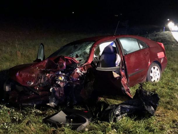 Czołowe zderzenie na drodze krajowej nr 25 w miejscowości Zamarte na trasie Chojnice - Sępólno
