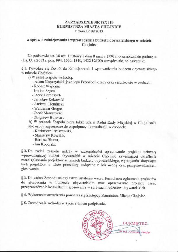 W Chojnicach powołano zespół do spraw utworzenia budżetu obywatelskiego