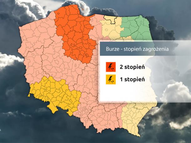 IMGW ostrzega przed silnymi burzami z gradem i porywami wiatru do 100 km/h. Wydano pomarańczowe alerty dla naszego regionu