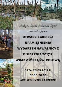 W sobotę otwarcie Miejsca Upamiętnienia Wydarzeń Nawałnicy z 2017 r w Rytlu