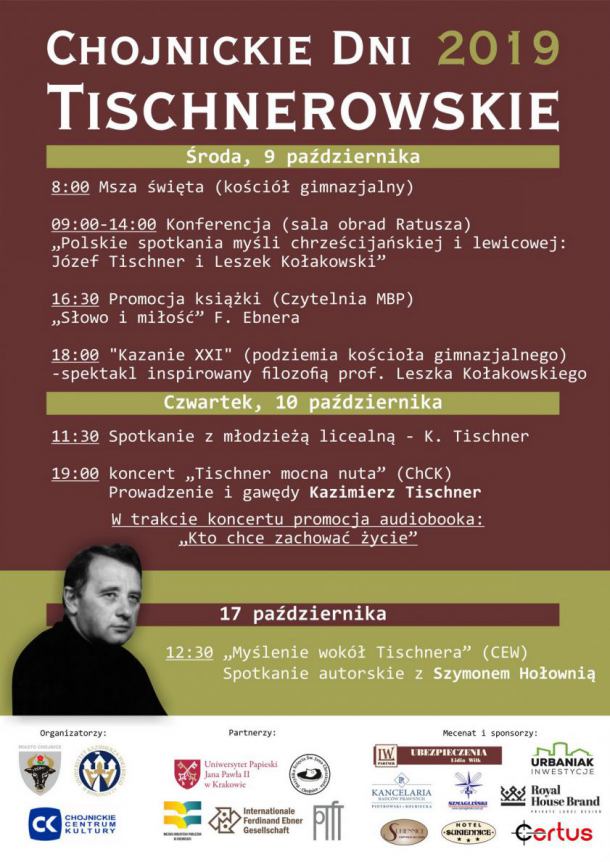 Jest już szczegółowy plan tegorocznej edycji Chojnickich Dni Tischnerowskich