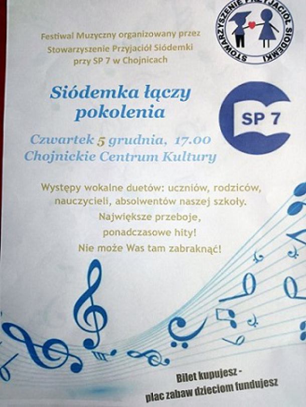 Dziś w Chojnicach Festiwal Muzyczny "Siódemka łączy pokolenia"