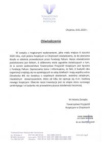 Towarzystwo Przyjaci&oacute;ł Hospicjum, sąsiadujące z fundacją Palium wydało oświadczenie. "Jesteśmy odrębnym stowarzyszeniem"