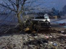 Na drodze krajowej nr 22 samochód osobowy zderzył się z ciężarówką przewożącą drewno (FOTO)